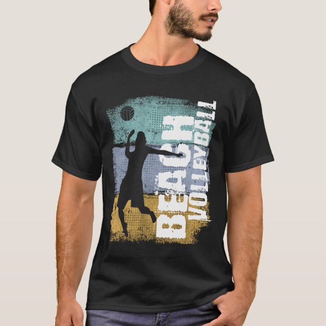 Beach Volleyball Vintage Retro Volleyball Player T-Shirt (Front)