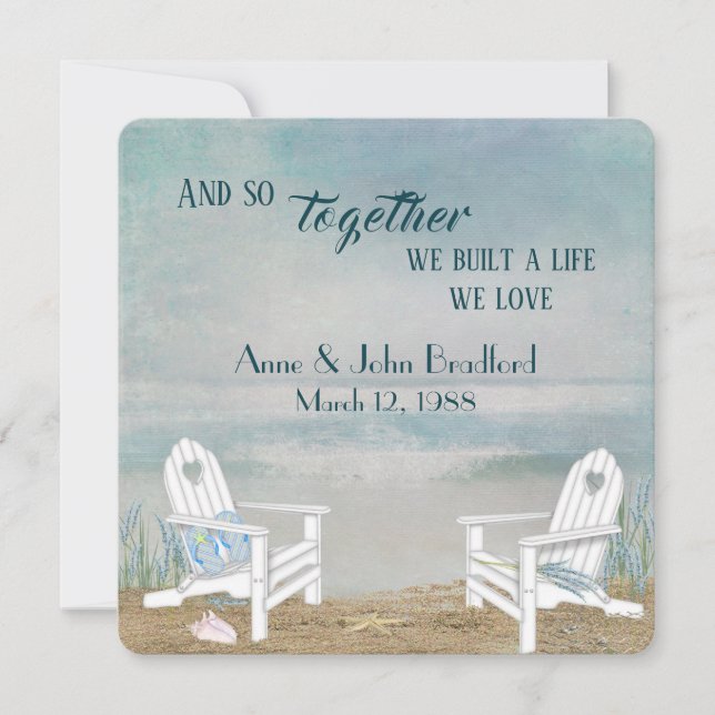 Beach Vow Renewal Wedding  Invitation (Front)