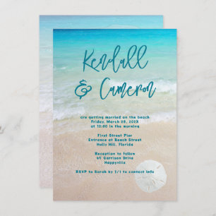 Beach Vows Modern Casual Sand Dollar Invitation
