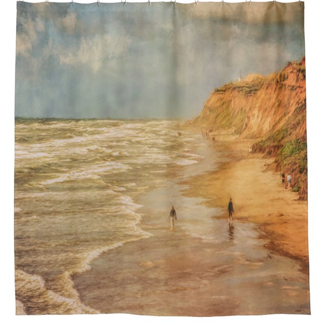 Beach walk by the ocean shower curtain (Front)