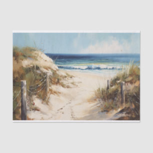 Beach Walk Coastal Landscape Painting Decoupage Tissue Paper