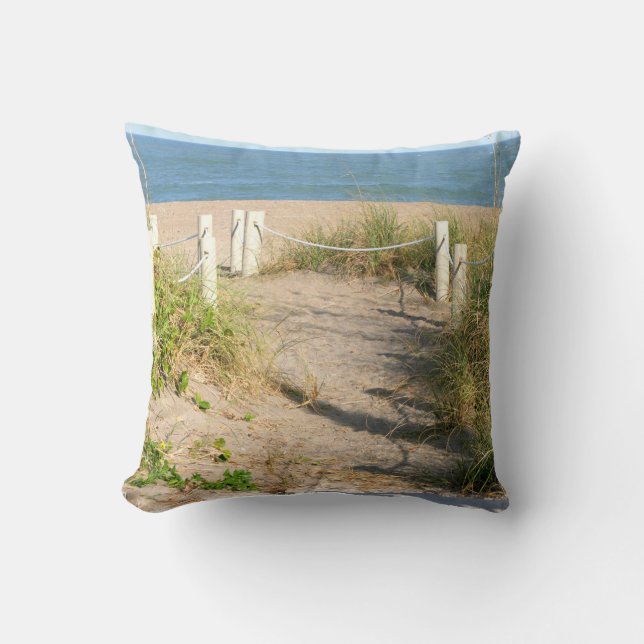 Beach walk dune roped off Florida Beach Colour Cushion (Front)