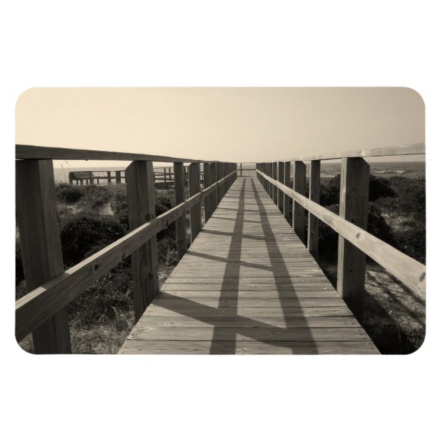 Beach Walk in Sepia Magnet (Horizontal)