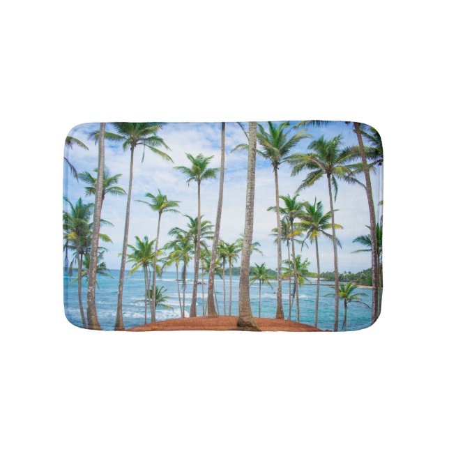 Beach Walk Ocean teal Waves Water Breeze Bath Mat (Front)