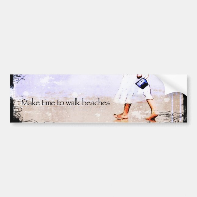 Beach Walking Bumper Sticker (Front)