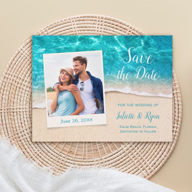 Beach Water and Sand Photo Save the Date Postcard (Creator Uploaded)