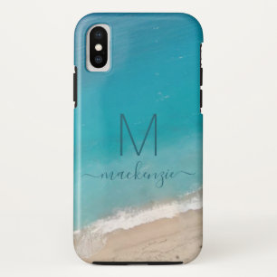 Beach Water and Sand with Teal Blue Personalised iPhone X Case