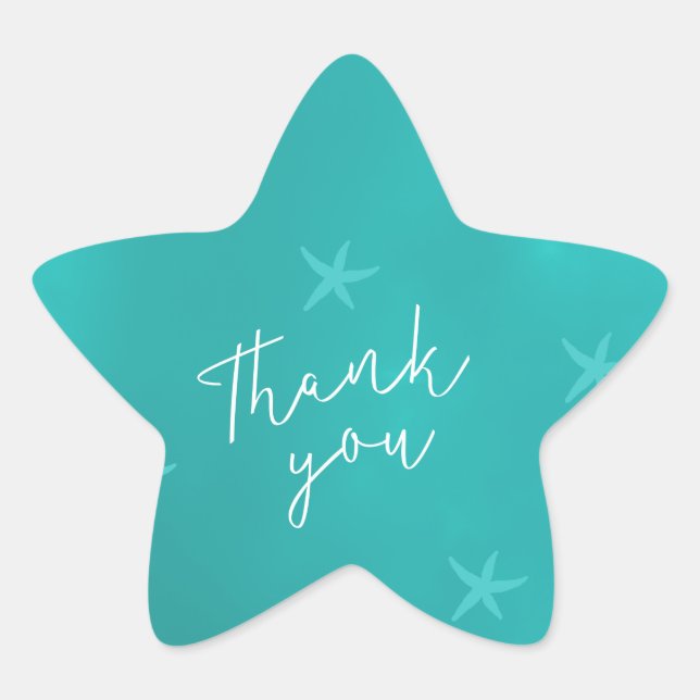Beach water blue turquoise starfish wedding star sticker (Front)