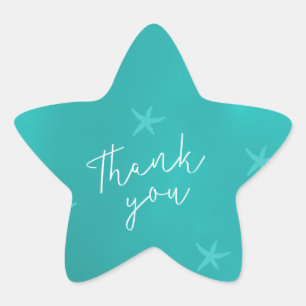 Beach water blue turquoise starfish wedding star sticker