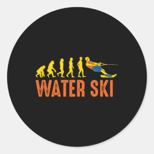 Beach Water Skier Evolution Water Skiing Wakeboard Classic Round Sticker