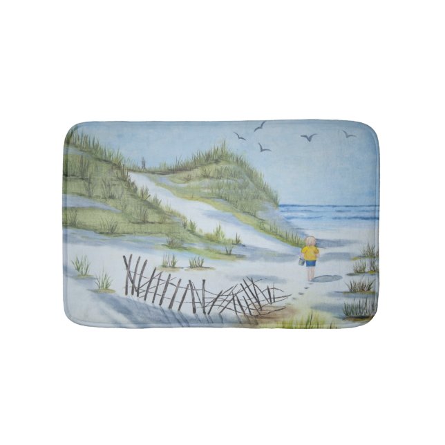 Beach watercolor bath mat (Front)