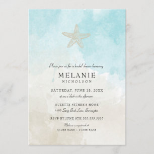 Beach Watercolor Bridal Shower Invitation
