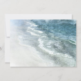 Beach Watercolor - Coastal Teal Dark Blue Waves Invitation