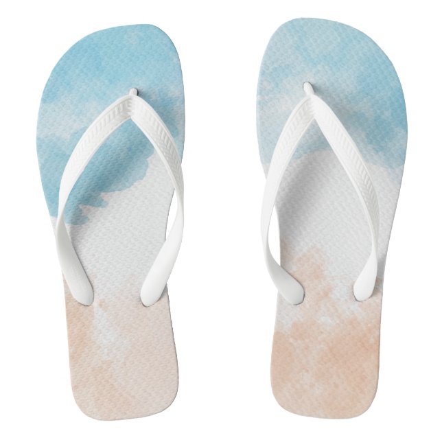 Beach Watercolor Flip Flops (Footbed)