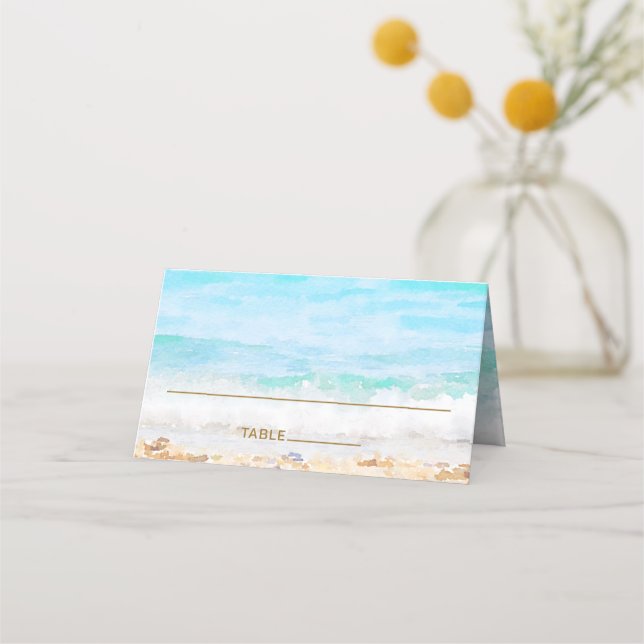Beach Watercolor Place Card (Front)