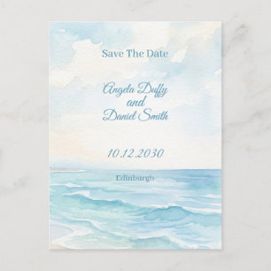 Beach Watercolor Save the Date Postcard