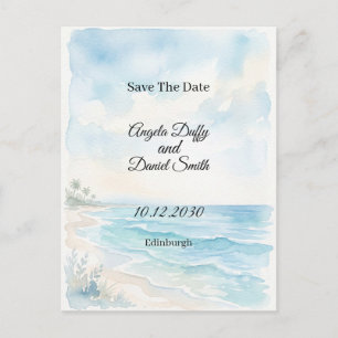 Beach Watercolor Save the Date Postcard
