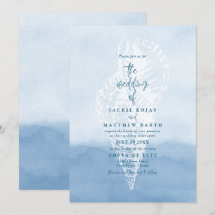 Beach Watercolor Seashell Wedding Invitation