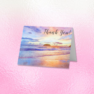 Beach Watercolor Sunrise Thank You Card