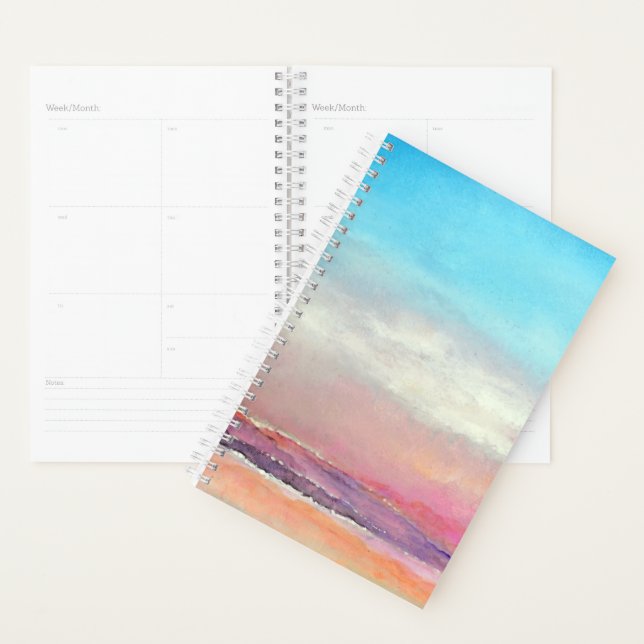 Beach Watercolor Sunset Pastels Planner (Display)
