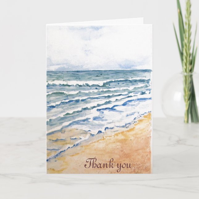 Beach watercolor thank you card (Front)