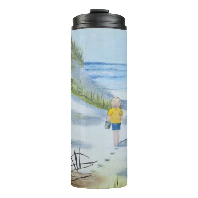Beach watercolor thermal tumbler (Front)