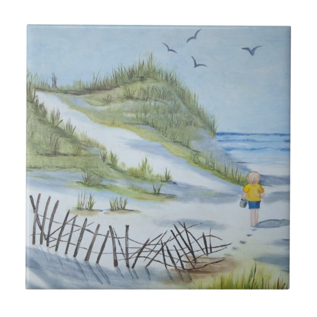 Beach watercolor tile (Front)