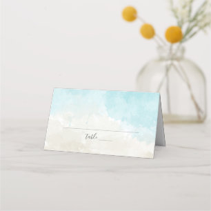 Beach Watercolor Wedding Reception Place Card