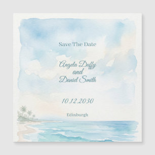Beach Watercolour Save The Date Magnetic Card