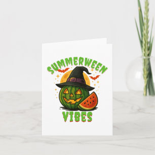 Beach Watermelon Summerween Vibes Witch Halloween Card