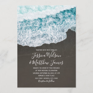 Beach Wave Ocean Destination Nautical Wedding Invitation