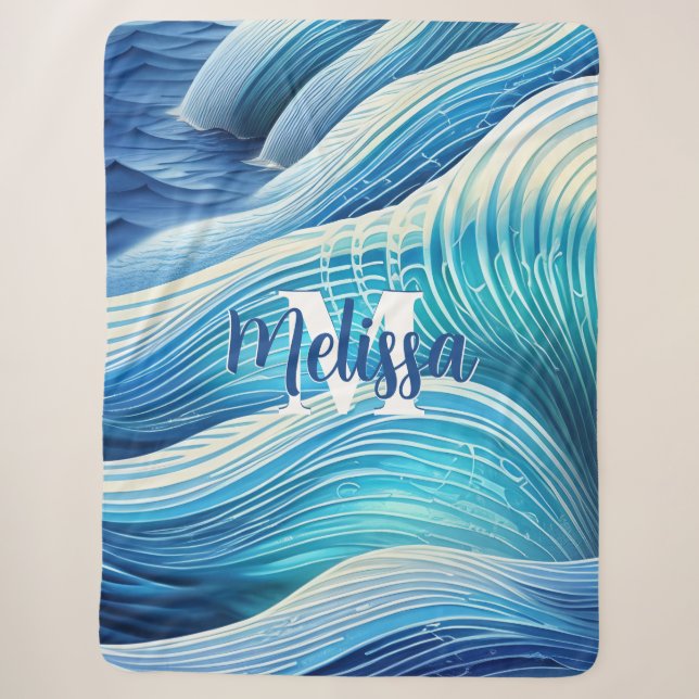 Beach Wave Sherpa Blanket (Front)