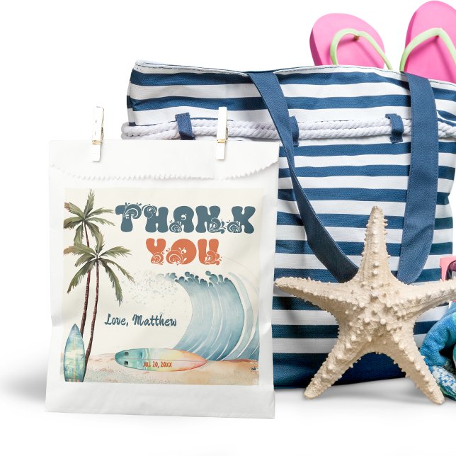 Beach Wave Surf Thank You Birthday Party Favour Bags (Creator Uploaded)