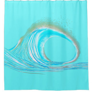 Beach wave teal shower curtain