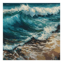 Beach Waves and Sand theme Painting