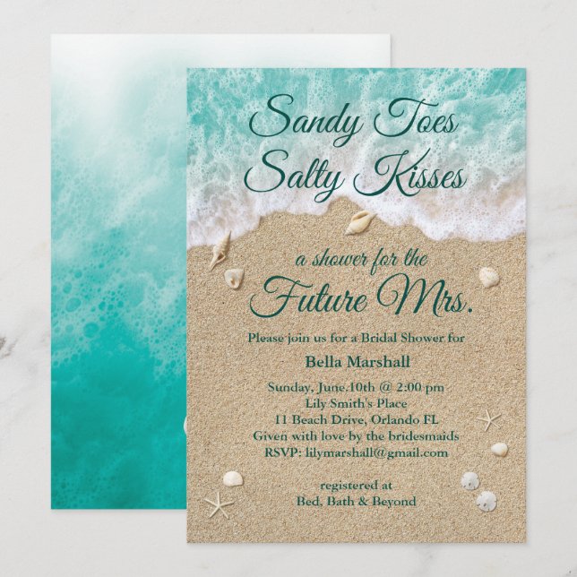 Beach Waves Bridal Shower Invitation (Front/Back)