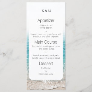 Beach Waves & Clear Water Tropical Elegant Dining Menu
