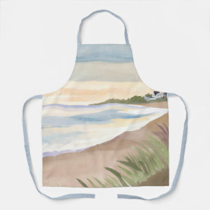 Beach Waves   Coastal Ocean Watercolor Apron