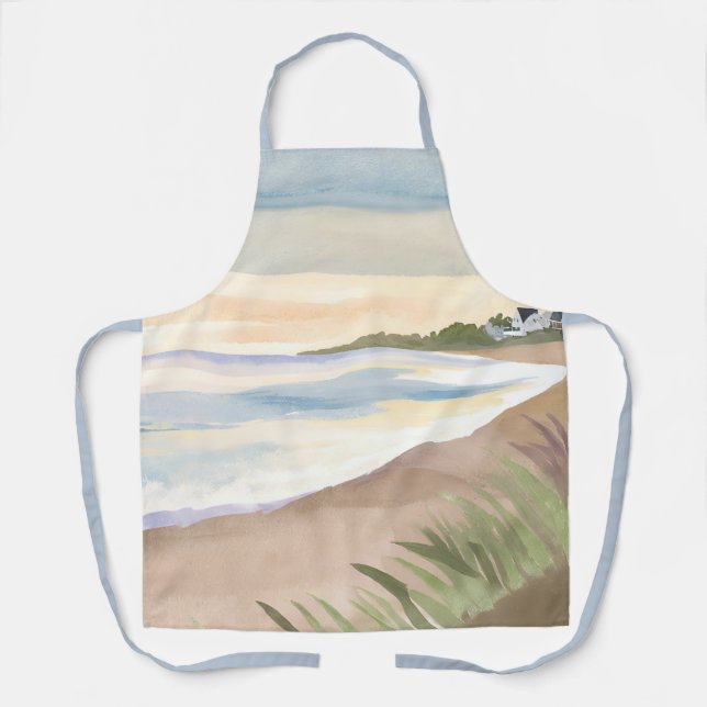 Beach Waves | Coastal Ocean Watercolor Apron (Front)