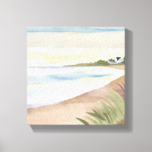 Beach Waves   Coastal Ocean Watercolor Canvas Print