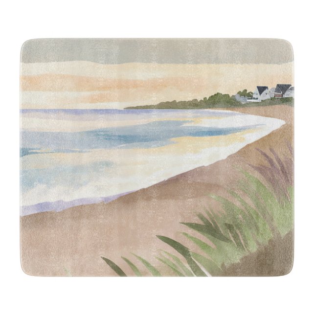 Beach Waves | Coastal Ocean Watercolor Cutting Board (Front)