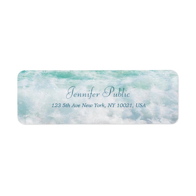 Beach Waves Elegant Hand Script Return Address (Front)