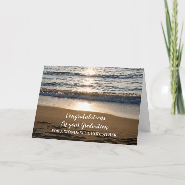 Beach Waves Godfather Congratulations Graduation Card (Front)