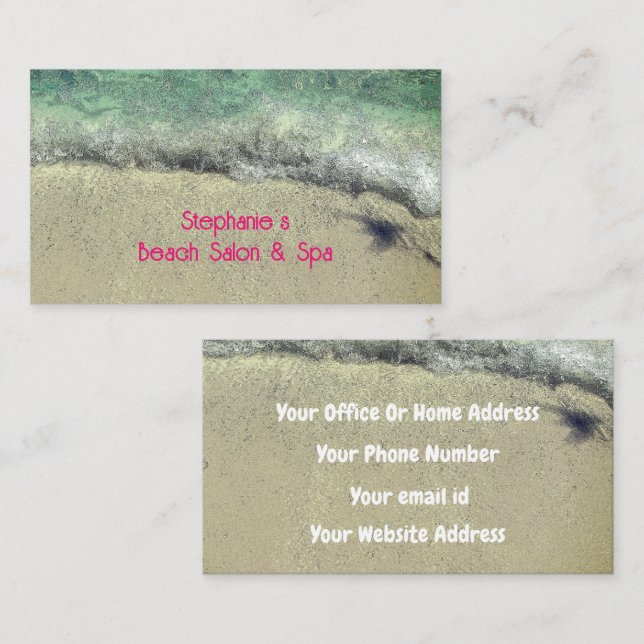 Beach Waves Ocean Pink Artsy Elegant Salon Business Card (Front/Back)
