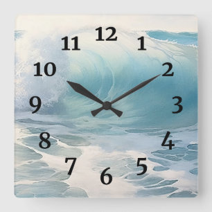 Beach Waves Painting Square Wall Clock