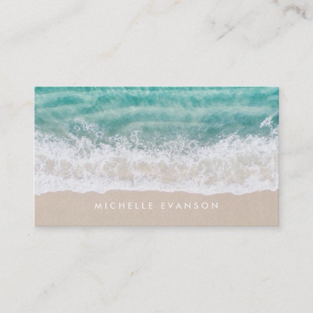 Beach Waves Professional Surf Swim Instructor Business Card (Front)