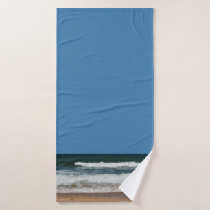Beach Waves Sand Seashore Ocean Seascape Blue Sky Bath Towel