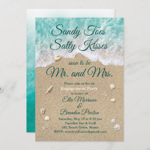Beach Waves Sandy Toes Engagement Party Invitation