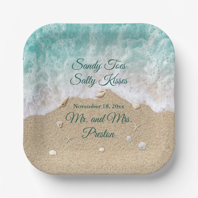 Beach Waves Sandy Toes Paper Plate (Front)