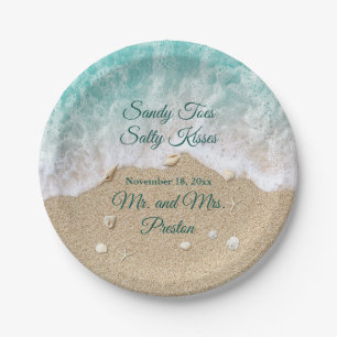 Beach Waves Sandy Toes Round Paper Plates